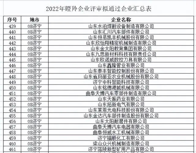 濟寧市上榜2022年度山東省“瞪羚”“獨角獸”企業(yè)名單