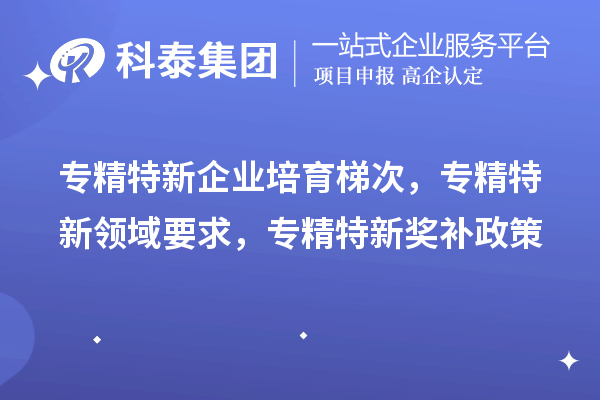 專精特新企業培育梯次，專精特新領域要求，專精特新獎補政策