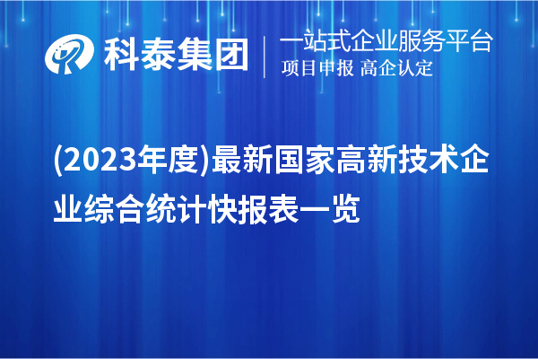 (2023年度)最新國家高新技術企業綜合統計快報表一覽