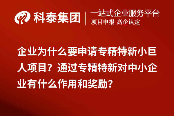 企業為什么要申請專精特新小巨人項目？通過專精特新對中小企業有什么作用和獎勵？