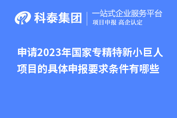 申請2023年國家專精特新小巨人項目的具體申報要求條件有哪些