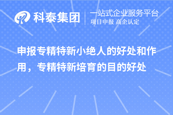 申報專精特新小絕人的好處和作用，專精特新培育的目的好處