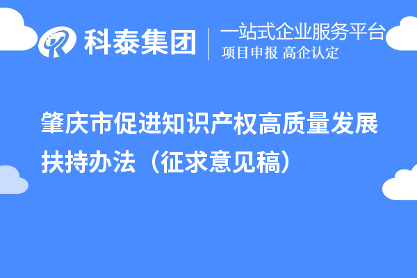 肇慶市促進知識產權高質量發展扶持辦法（征求意見稿）