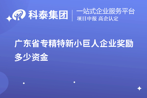 廣東省專精特新小巨人企業(yè)獎(jiǎng)勵(lì)多少資金