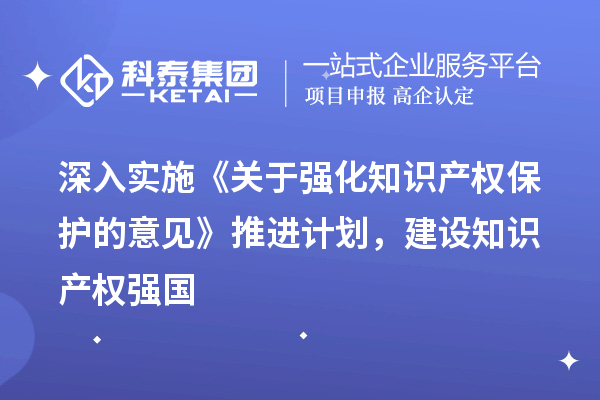 深入實施《關于強化知識產權保護的意見》推進計劃，建設知識產權強國