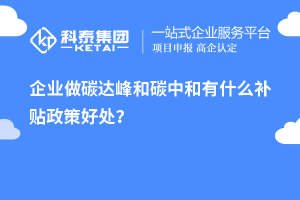 企業(yè)做碳達峰和碳中和有什么補貼政策好處？