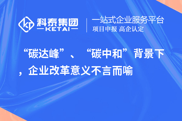 “碳達峰”、“碳中和”背景下，企業改革意義不言而喻