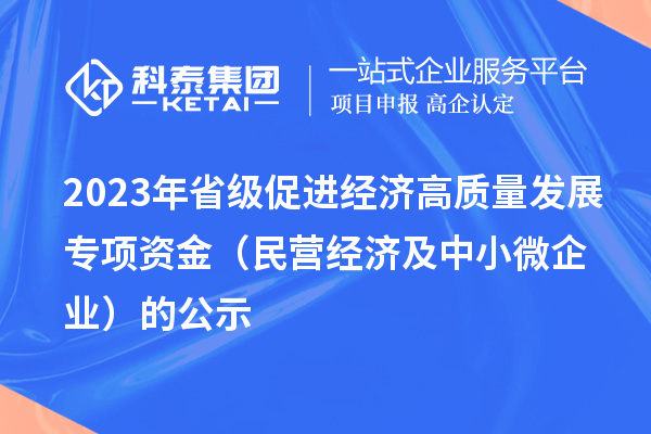 2023年省級促進經濟高質量發展專項資金（民營經濟及中小微企業）的公示