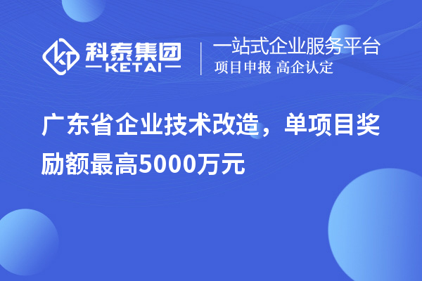 廣東省企業技術改造，單項目獎勵額最高5000萬元！