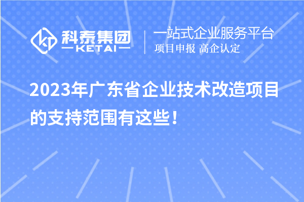 2023年廣東省企業技術改造項目的支持范圍有這些！