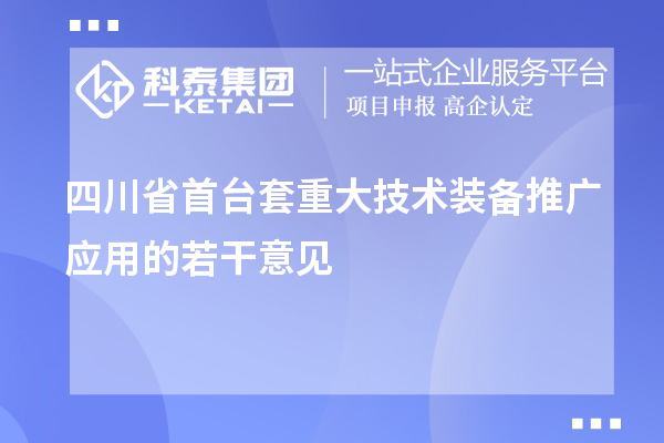 四川省首臺套重大技術裝備推廣應用的若干意見