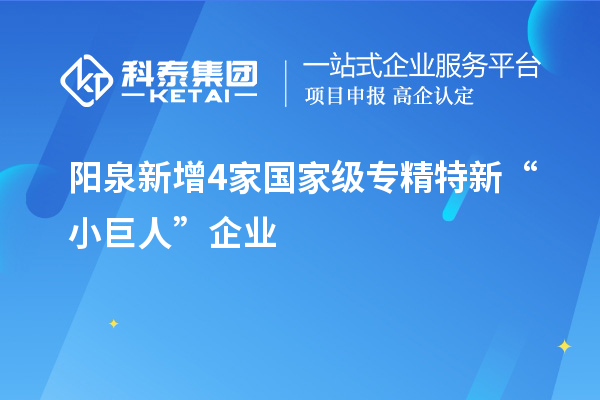 陽泉新增4家國家級專精特新“小巨人”企業