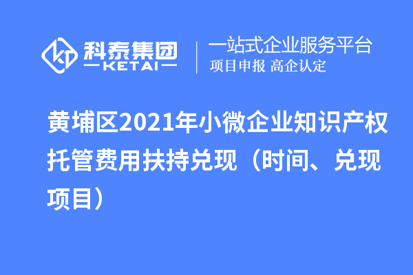 黃埔區2021年小微企業知識產權托管費用扶持兌現（時間、兌現項目）