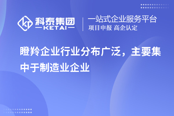 瞪羚企業行業分布廣泛，主要集中于制造業企業