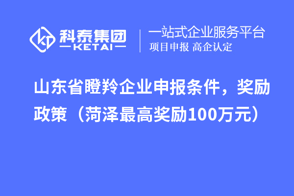 山東省瞪羚企業申報條件，獎勵政策（菏澤最高獎勵100萬元）