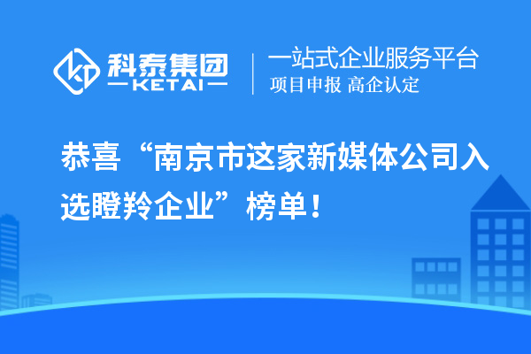 恭喜“南京市這家新媒體公司入選瞪羚企業(yè)”榜單！