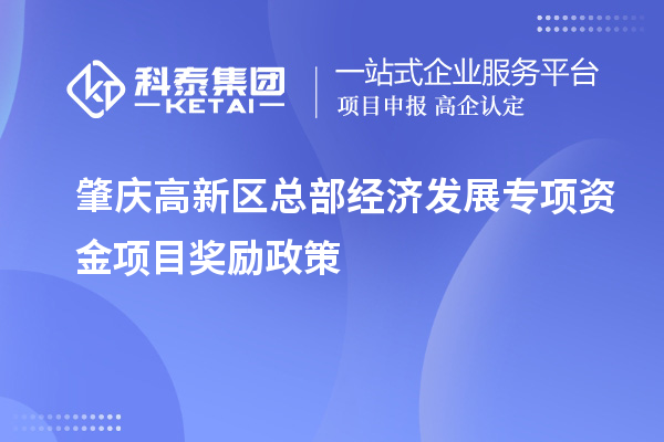 肇慶高新區總部經濟發展專項資金項目獎勵政策