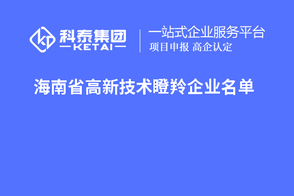 海南省高新技術瞪羚企業名單