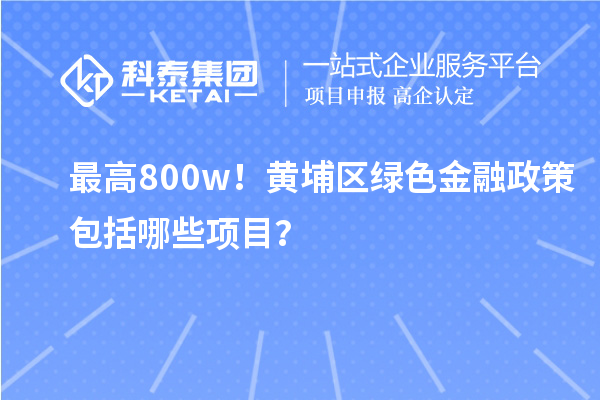 最高800w！黃埔區綠色金融政策包括哪些項目？