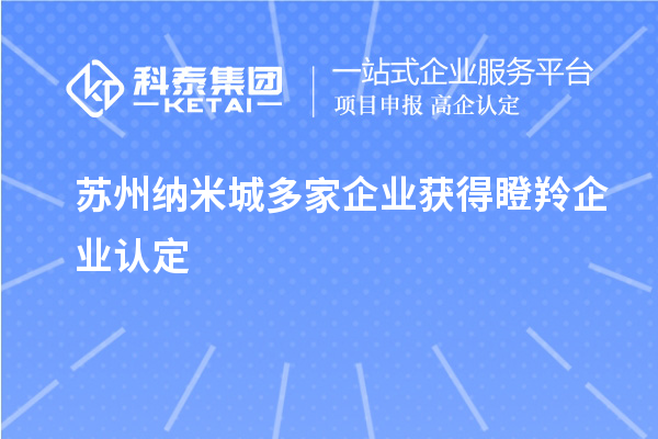 蘇州納米城多家企業獲得瞪羚企業認定