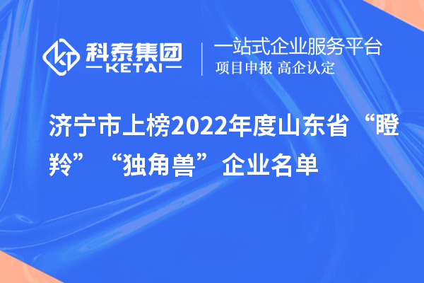 濟寧市上榜2022年度山東省“瞪羚”“獨角獸”企業名單