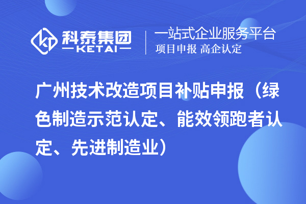 廣州技術改造項目補貼申報（綠色制造示范認定、能效領跑者認定、先進制造業）