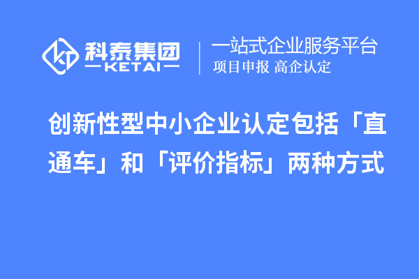 創新性型中小企業認定包括「直通車」和「評價指標」兩種方式