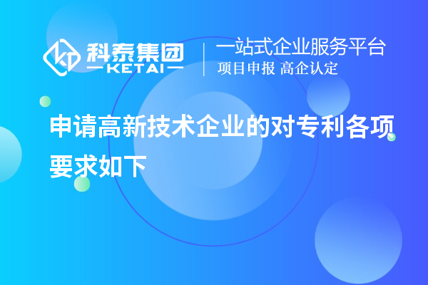 申請高新技術(shù)企業(yè)的對專利各項(xiàng)要求如下