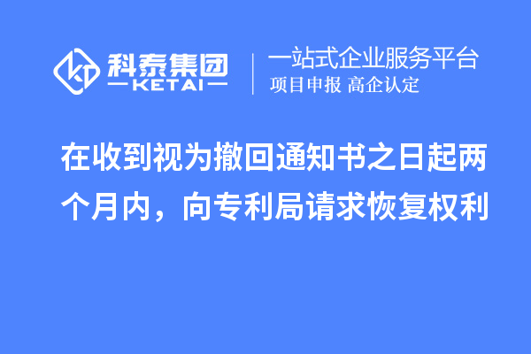 在收到視為撤回通知書之日起兩個月內，向專利局請求恢復權利