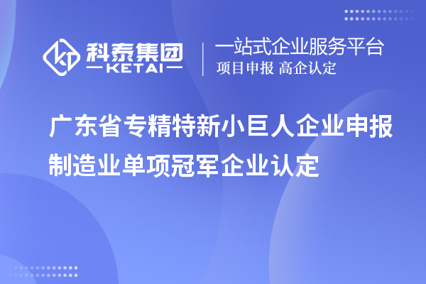 廣東省專精特新小巨人企業(yè)申報制造業(yè)單項冠軍企業(yè)認(rèn)定