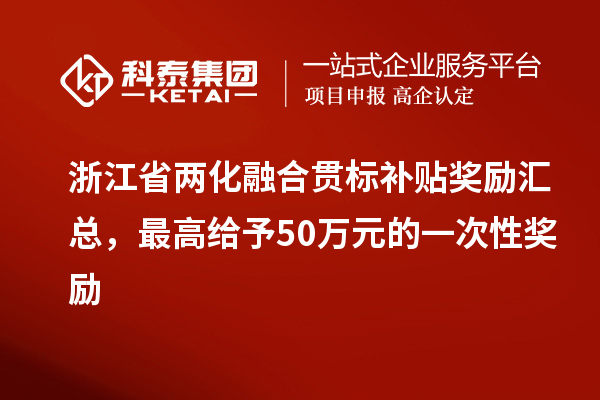 浙江省兩化融合貫標補貼獎勵匯總，最高給予50萬元的一次性獎勵