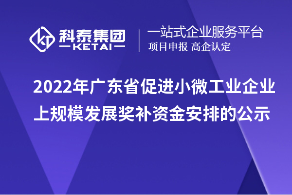 2022年廣東省促進(jìn)小微工業(yè)企業(yè)上規(guī)模發(fā)展獎(jiǎng)補(bǔ)資金安排的公示