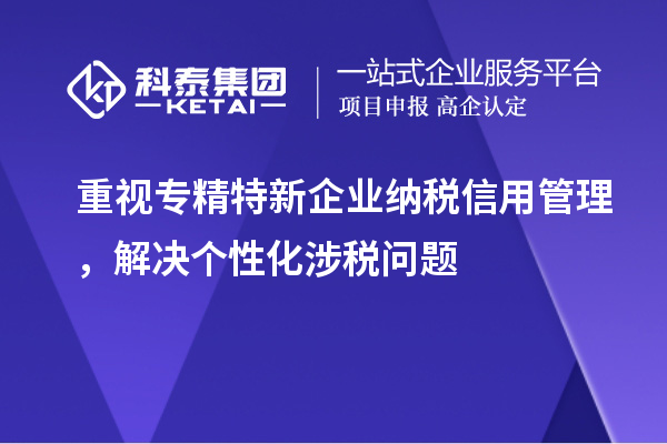 重視專精特新企業納稅信用管理，解決個性化涉稅問題