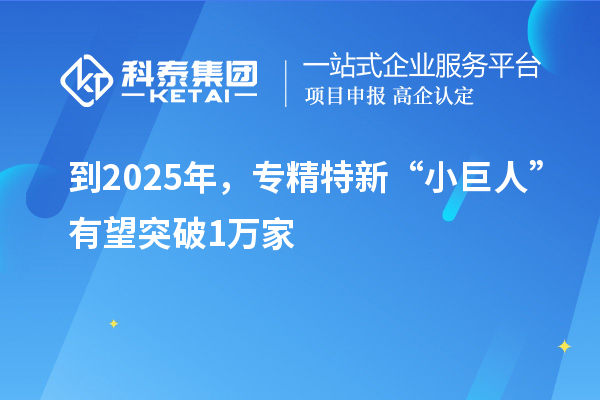 到2025年，專精特新“小巨人”有望突破1萬家