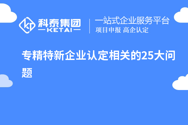 專精特新企業(yè)認(rèn)定相關(guān)的25大問題