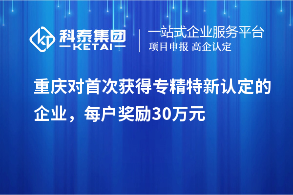 重慶對首次獲得專精特新認定的企業，每戶獎勵30萬元