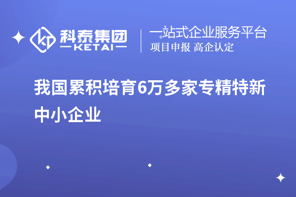 我國累積培育6萬多家專精特新中小企業