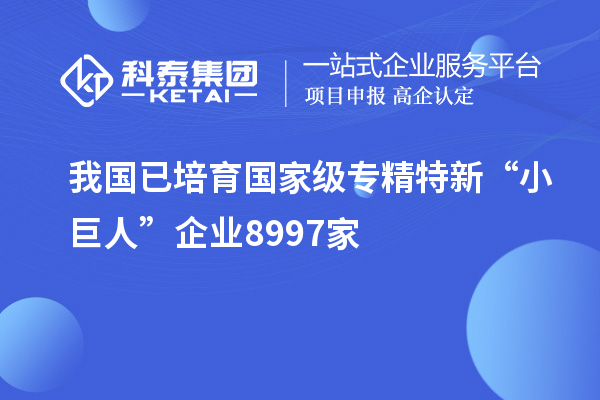 我國已培育國家級專精特新“小巨人”企業8997家