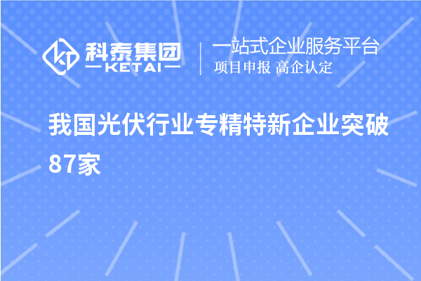 我國光伏行業專精特新企業突破87家