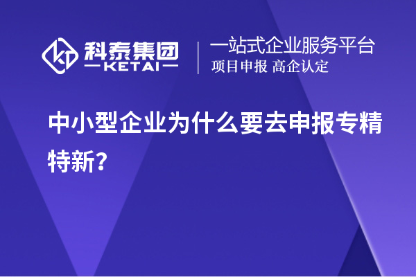 中小型企業為什么要去申報專精特新？