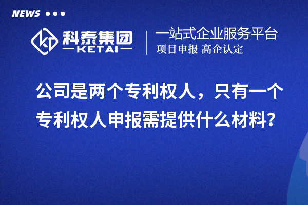 公司是兩個專利權(quán)人，只有一個專利權(quán)人申報需提供什么材料？