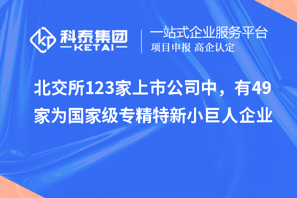 北交所123家上市公司中，有49家為國家級專精特新小巨人企業