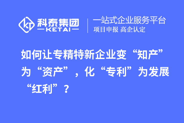 如何讓專精特新企業變“知產”為“資產”，化“專利”為發展“紅利”？