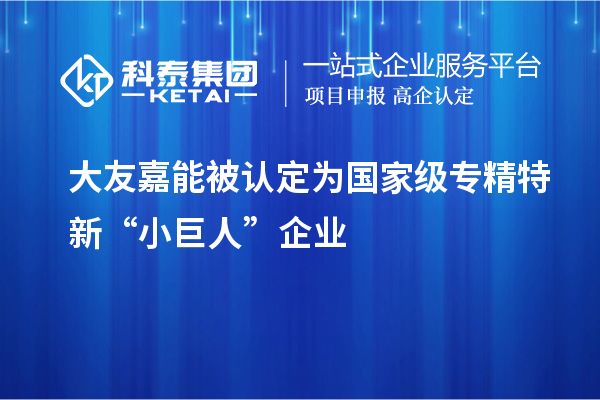 大友嘉能被認定為國家級專精特新“小巨人”企業