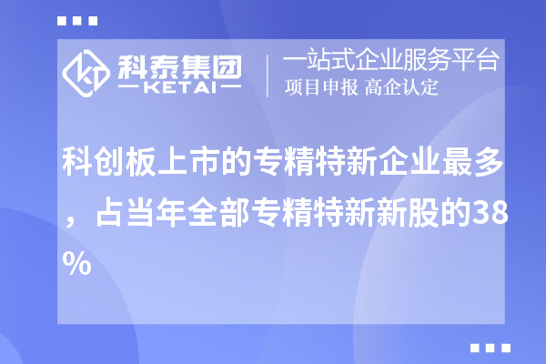 科創板上市的專精特新企業最多，占當年全部專精特新新股的38%