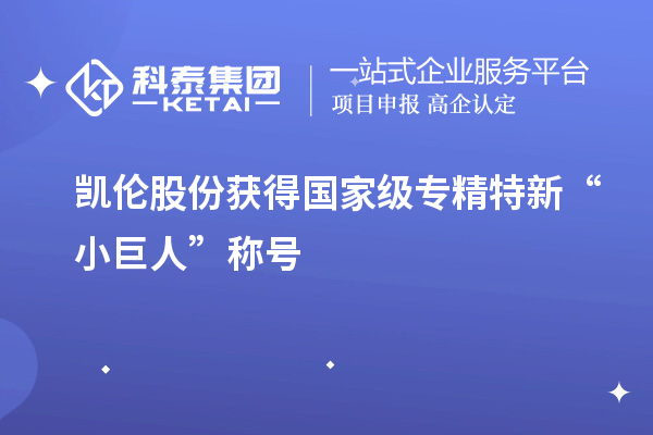 凱倫股份獲得國(guó)家級(jí)專精特新“小巨人”稱號(hào)