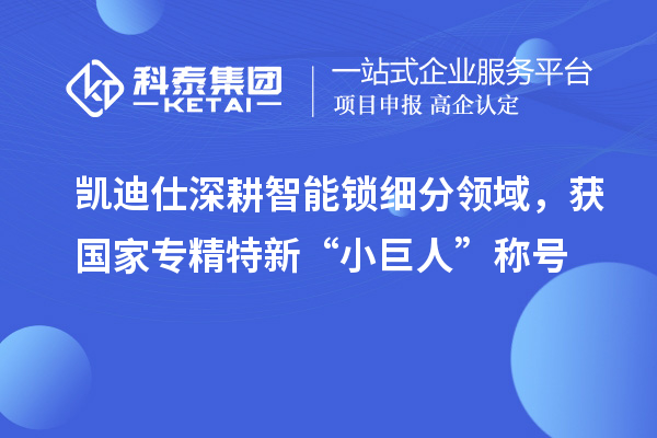 凱迪仕深耕智能鎖細分領域，獲國家專精特新“小巨人”稱號