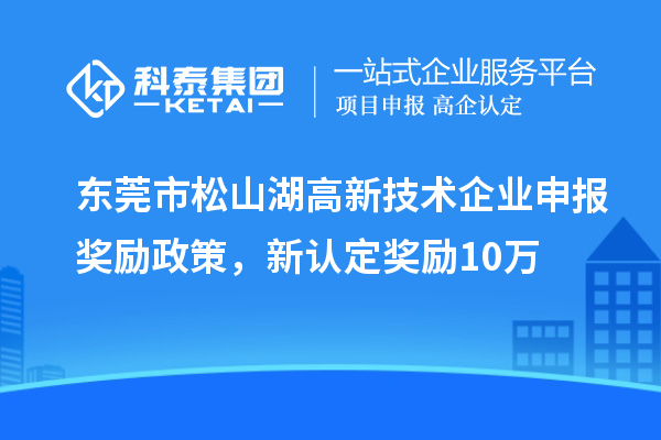 東莞市松山湖高新技術企業申報獎勵政策，新認定獎勵10萬