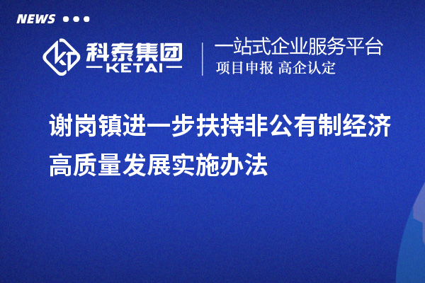 謝崗鎮進一步扶持非公有制經濟高質量發展實施辦法