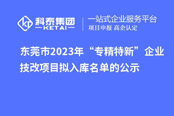 東莞市2023年“專精特新”企業(yè)技改項目擬入庫名單的公示